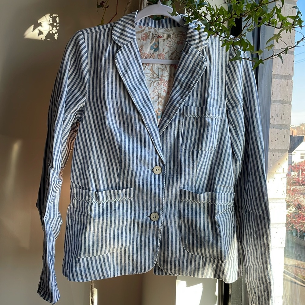 Faherty Striped Cotton Blazer